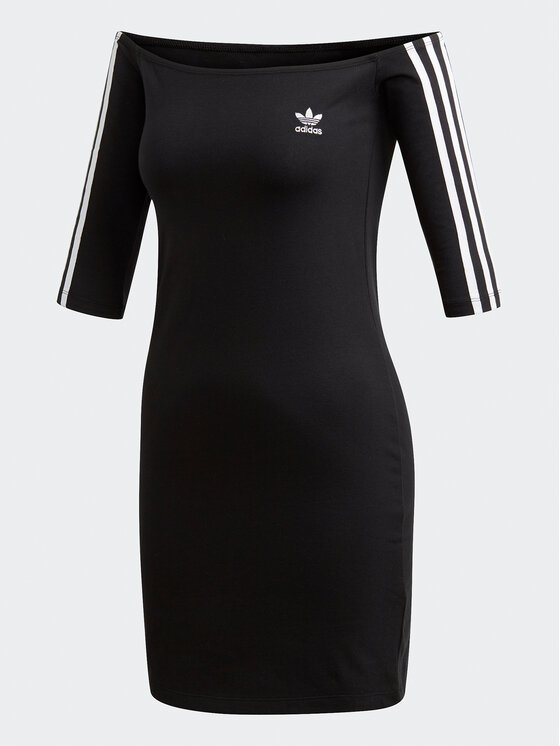 adidas Sukienka codzienna Off-the-Shoulder Dress ED7521 Czarny Slim Fit •  