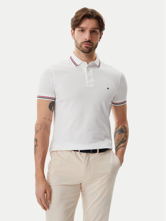 Tommy Hilfiger Tommy Hilfiger Polo Tipped MW0MW37346 Biały Slim Fit