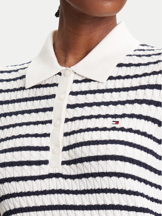 Tommy Hilfiger Tommy Hilfiger Тениска с яка и копчета Fine WW0WW41474 Кремав Regular Fit