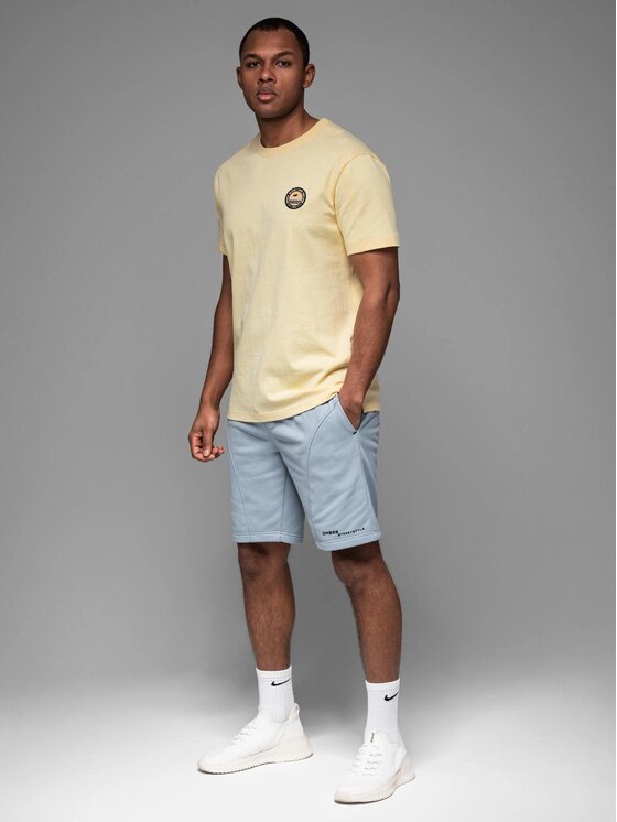 Ombre Ombre Šortky z materiálu OM-SRSK-0138 Modrá Slim Fit