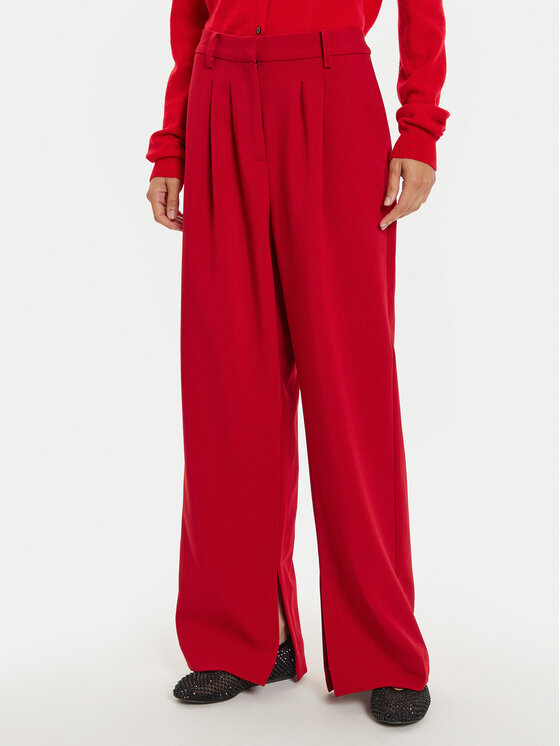 Herskind Herskind Kalhoty z materiálu Rupert 5317668 Červená Relaxed Fit