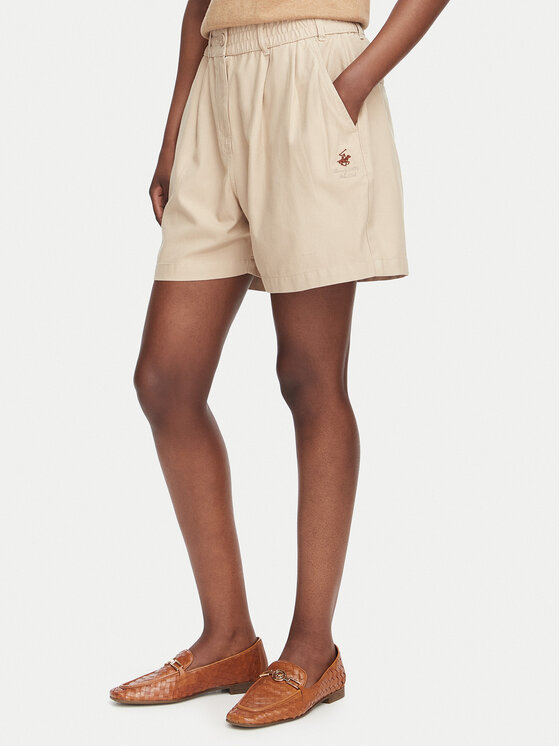 Beverly Hills Polo Club Beverly Hills Polo Club Bavlnené šortky P-SS26W-B576580-VF Béžová Regular Fit