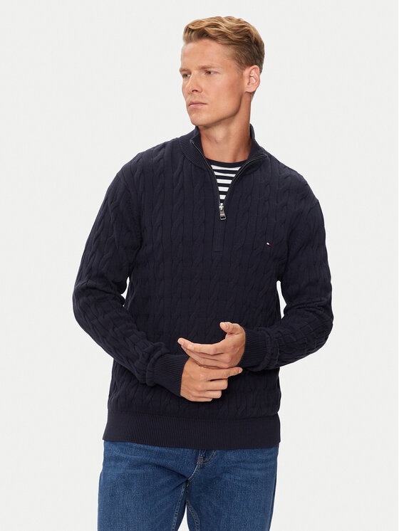 Tommy Hilfiger Sveter Classic MW0MW36532 Tmavomodrá Regular Fit