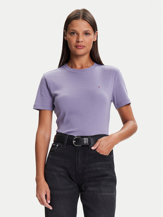 Tommy Hilfiger Tommy Hilfiger T-shirt New Cody WW0WW40587 Ljubičasta Slim Fit