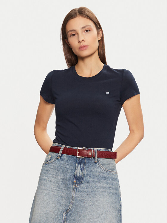 Tommy Jeans Tričko DW0DW20459 Tmavomodrá Slim Fit
