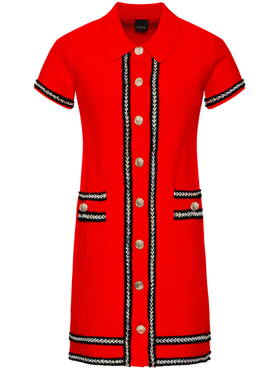 PINKO Pinko Sukienka dzianinowa Football PE21 BLK01 1G15Q2 Y6T6 Czerwony Regular Fit
