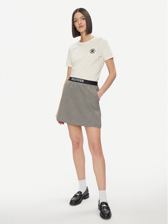 Tommy Hilfiger Tommy Hilfiger Fustă mini WW0WW40515 Gri Regular Fit