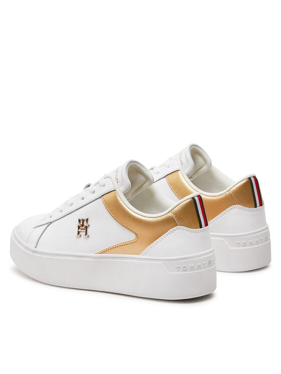 Tommy Hilfiger Tommy Hilfiger Laisvalaikio batai Th Platform Court Sneaker Gld FW0FW08073 Balta