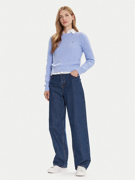 Tommy Jeans Tommy Jeans Пуловер Cable Essential DW0DW22165 Син Regular Fit