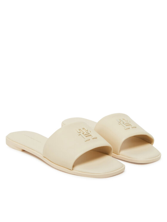 Tommy Hilfiger Tommy Hilfiger Iešļūcenes Th Logo Hardware Leather Mule FW0FW08806 Écru