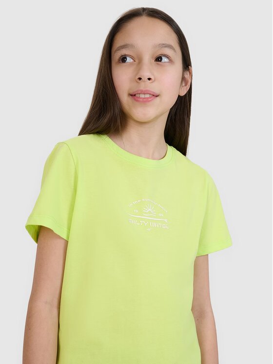 4F 4F T-shirt 4FJWSS25TTSHF1871-45S Verde Regular Fit
