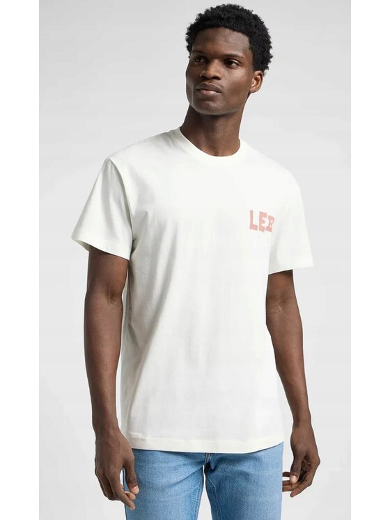 Lee Lee T-Shirt Relaxed Graphic Tee Biały Relaxed Fit