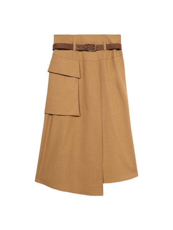 Oltre Oltre Gonna midi 1176R001538N025 Marrone A-Line Fit