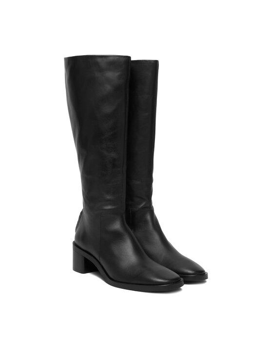Calvin Klein Calvin Klein Čižmy Block Heel Knee Boot Lth HW0HW02812 Čierna