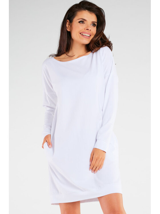 Infinite You Infinite You Sukienka dzianinowa M257 Biały Basic Fit