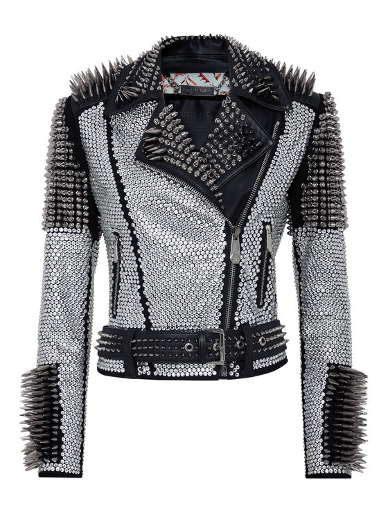 PHILIPP PLEIN PHILIPP PLEIN Giacca di pelle 4447 Nero Slim Fit