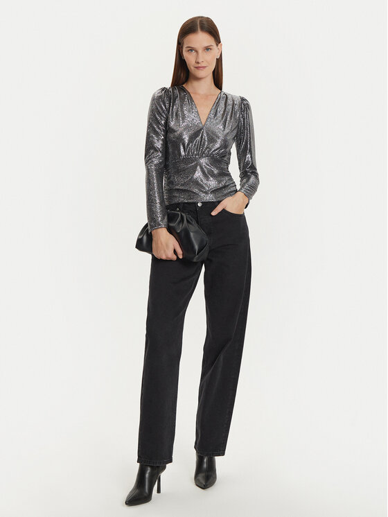 Morgan Morgan Bluse 242-TSILVER Silberfarben Slim Fit