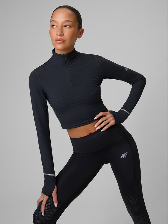 4F 4F Bluza techniczna JOY MOTION Czarny Slim Fit