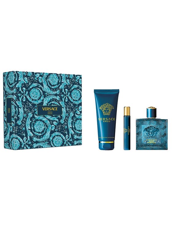 Zestaw zapachowy Versace, Versace Eros zestaw perfumy spray 100ml + żel pod prysznic 150ml + perfumy spray 10ml