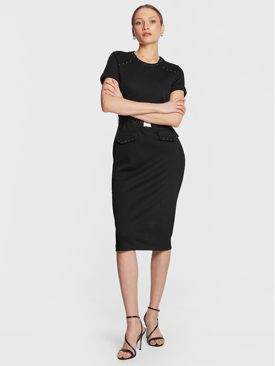 Vestito di maglia TA3032 JS178 Nero Regular Fit