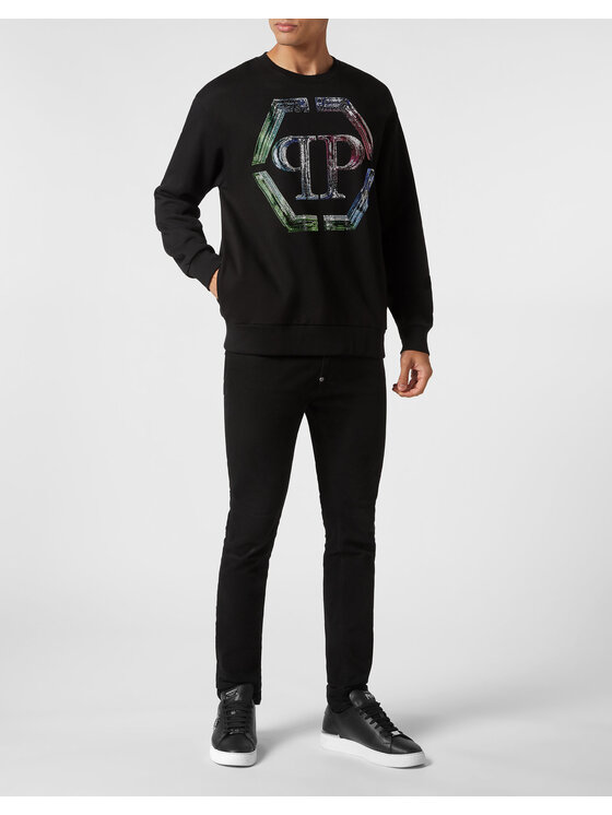 PHILIPP PLEIN PHILIPP PLEIN Bluza 1365 Czarny Regular Fit