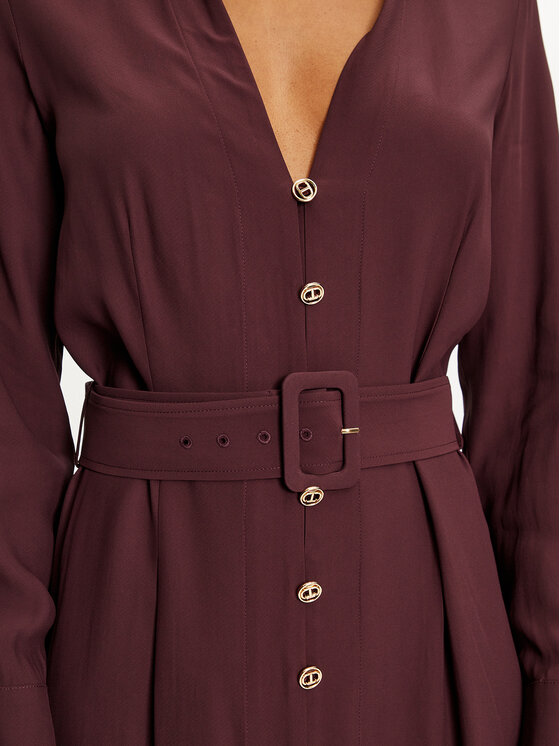 TWINSET TWINSET Sukienka koszulowa 242TT2320 Bordowy Loose Fit