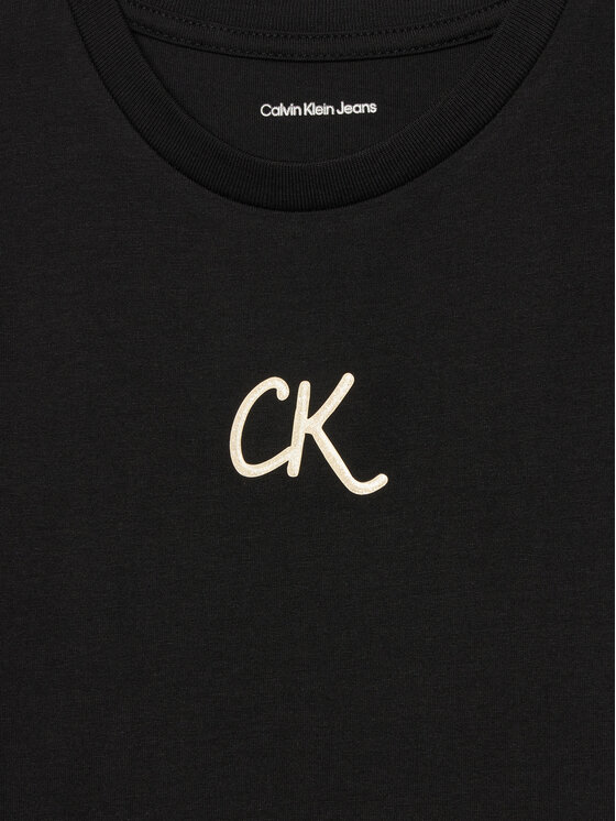Calvin Klein Jeans Calvin Klein Jeans Tričko Glitter IG0IG02972 D Čierna Slim Fit