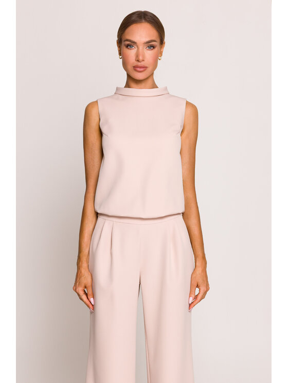 Made of Emotion Made of Emotion Kombinezon M382 Beżowy Wide Leg