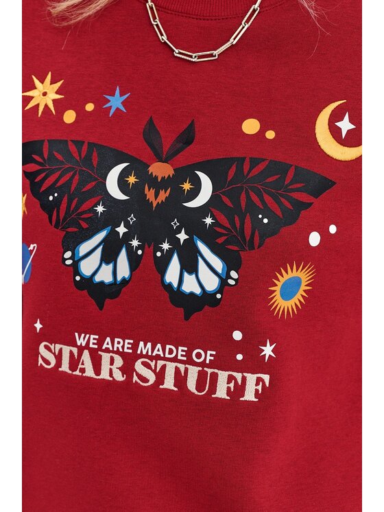 NAOKO NAOKO Bluza Midnight Butterfly Bordowy Regular Fit