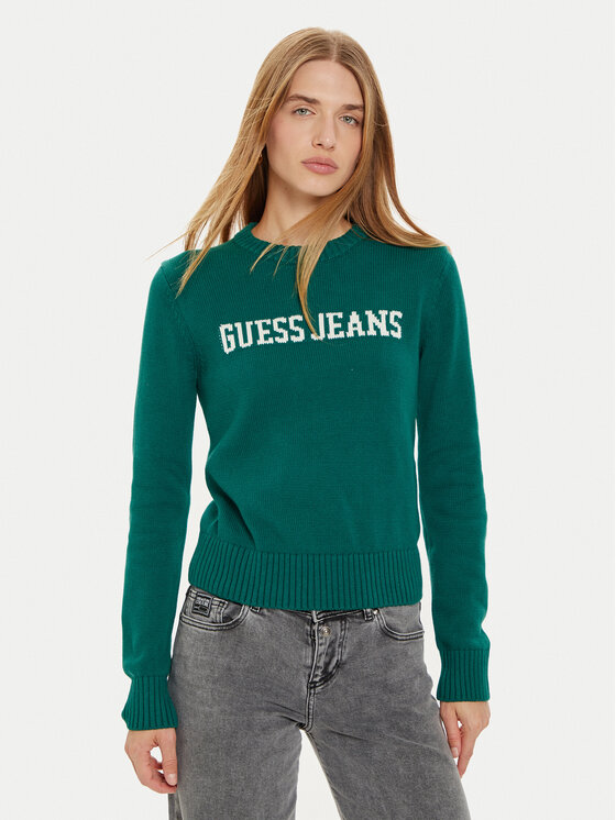 Guess Jeans Sveter W4BR10 Z3HM1 Zelená Regular Fit