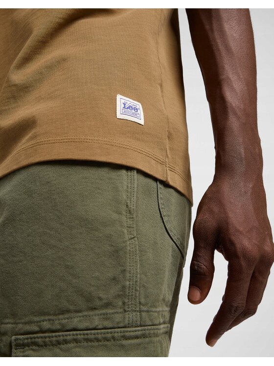 Lee Lee T-Shirt WW Pocket Tee Brązowy Relaxed Fit