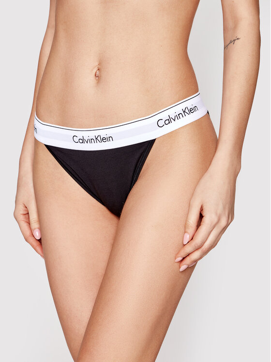 Calvin Klein Underwear Klasiskās biksītes Tanga 000QF4977A Melns