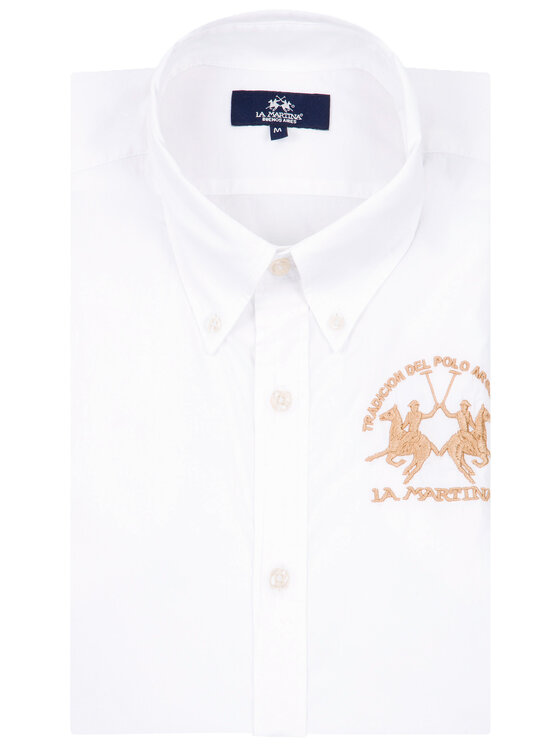 La Martina La Martina Πουκάμισο Poplin CCMC01 PP003 Λευκό Regular Fit