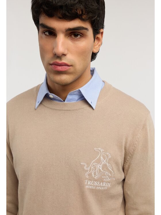 Trussardi Trussardi Sweter M0628000067N012 Kremowy Regular Fit