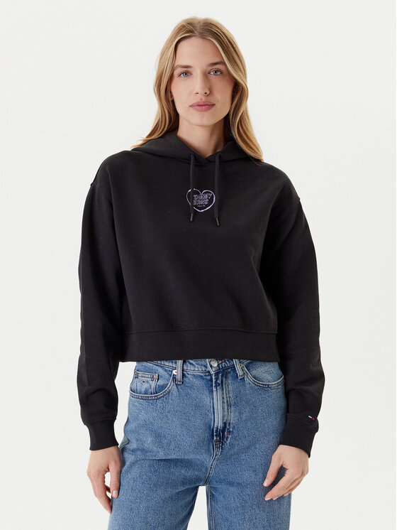 Tommy Jeans Tommy Jeans Bluză Heart DW0DW21408 Negru Relaxed Fit