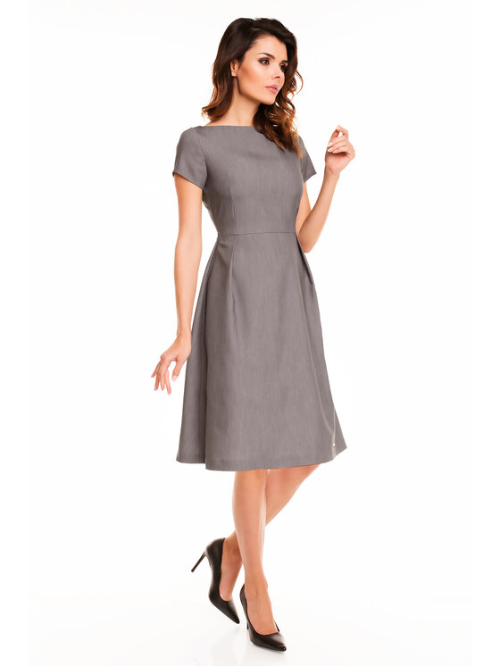 Awama Awama Sukienka letnia A130 Szary Basic Fit