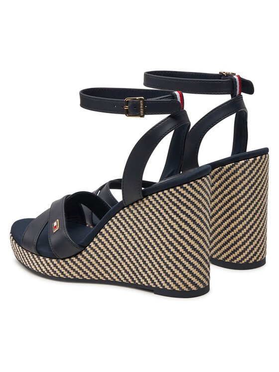 Tommy Hilfiger Tommy Hilfiger Sandály Im Raffia Sandal FW0FW08224 Tmavomodrá