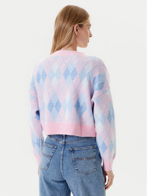 Tommy Jeans Tommy Jeans Kardigan Argyle DW0DW21180 Ružičasta Relaxed Fit