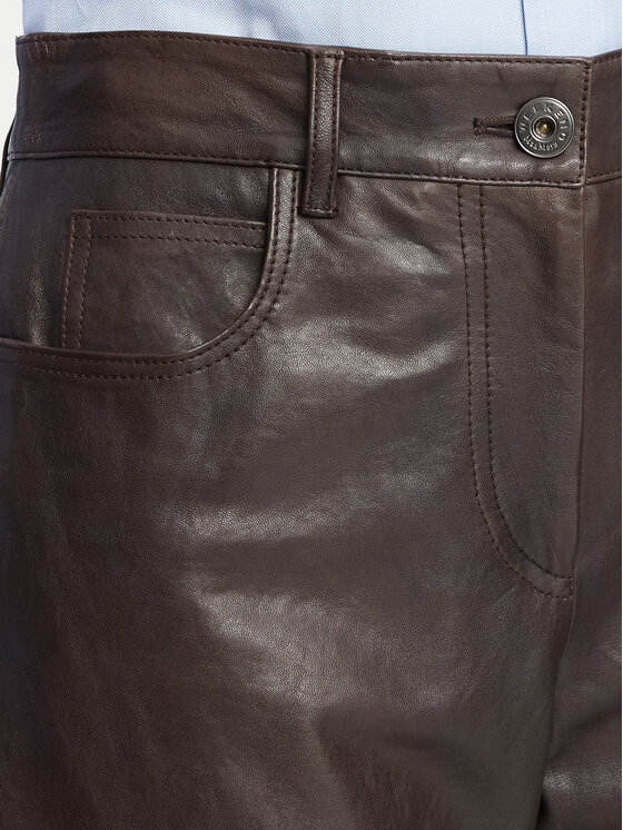 Weekend Max Mara Weekend Max Mara Spodnie skórzane Deserto 2625436012 Brązowy ciemny Regular Fit
