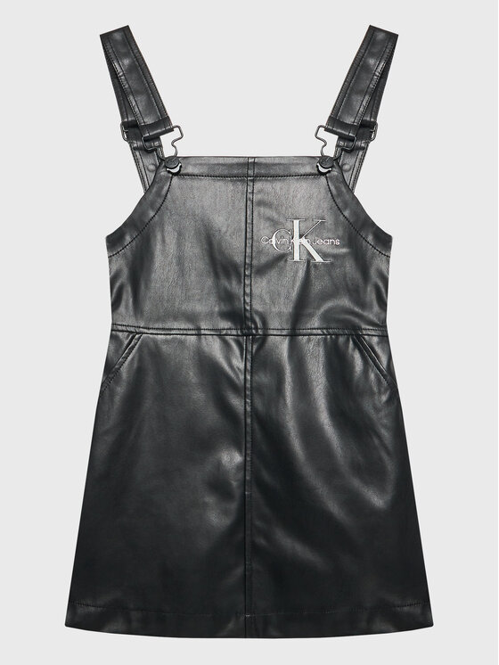 Calvin Klein Jeans Rochie din imitație de piele IG0IG01675 Negru Regular Fit