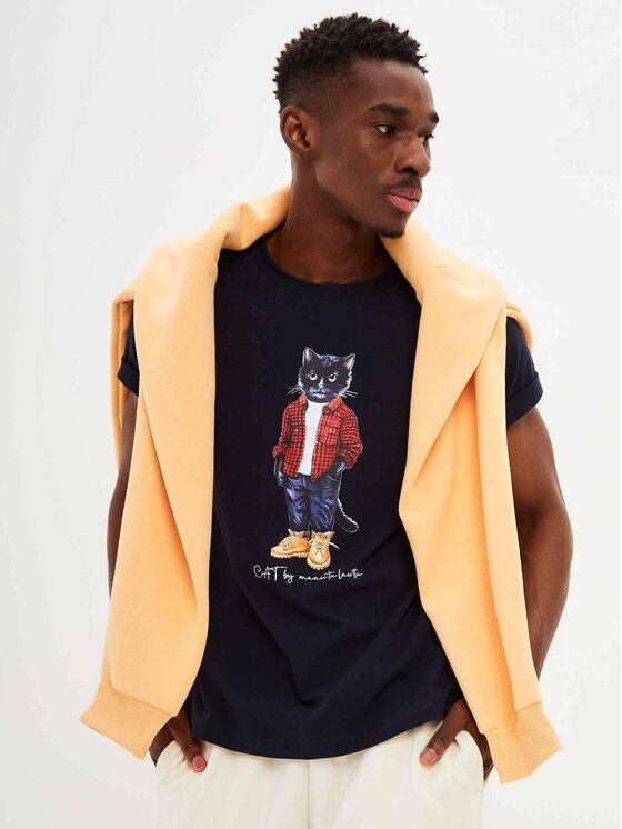 CAT by maniita lacitta CAT by maniita lacitta T-Shirt Printed men's t-shirt with CAT Niebieski Regular Fit