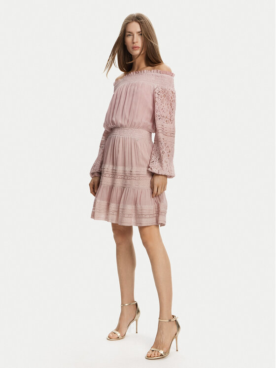 Guess Guess Koktejlové šaty W5GK24 WE550 Růžová Regular Fit
