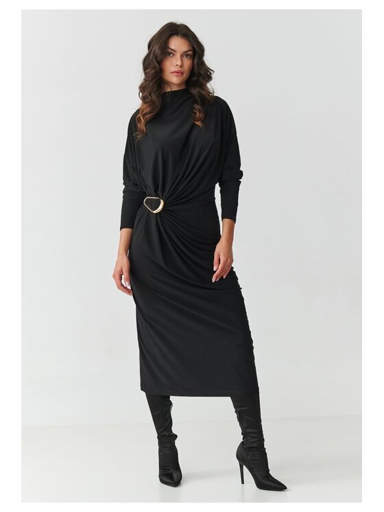 Makadamia Makadamia Sukienka codzienna M907 Czarny Casual Fit