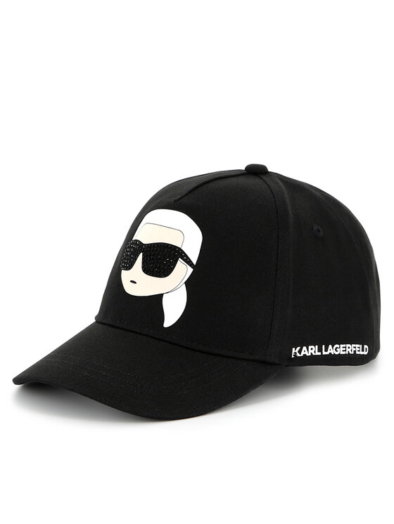 Dziecięca Czapka z daszkiem KARL LAGERFELD, Czarna, Z30387