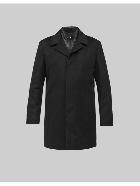 Borgio Borgio Płaszcz wełniany sferro Czarny Slim Fit