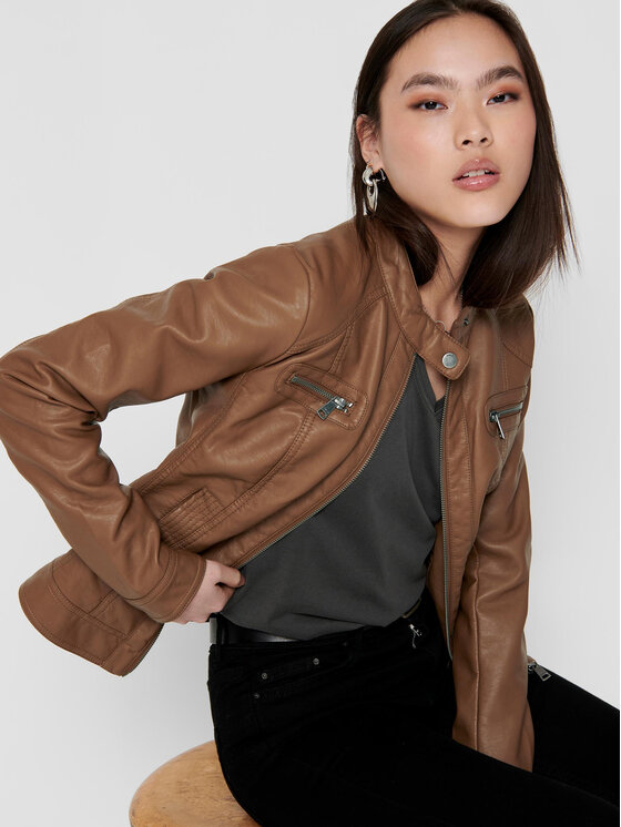 ONLY ONLY Jacke aus Kunstleder Bandit 15081400 Braun Regular Fit