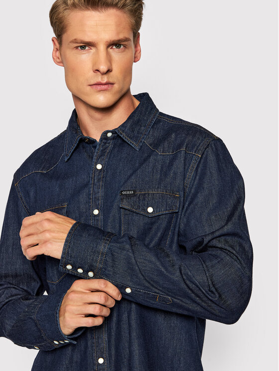 Guess Guess Джинсова сорочка Camicia M1BH12 R4DL1 Cиній Regular Fit