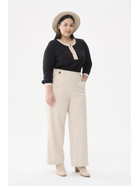Spodnie damskie, rozmiar 46, Beżowe, Paloma Plus Size