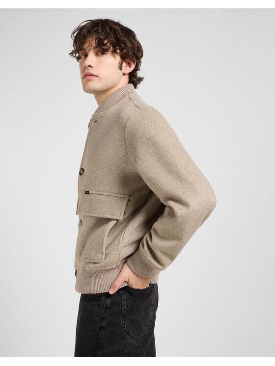 Lee Lee Kurtka przejściowa WOOL BOMBER JACKET Szary Regular Fit