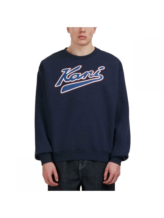 Karl Kani Karl Kani Mikina Varsity Print Os Crewneck Tmavomodrá Regular Fit